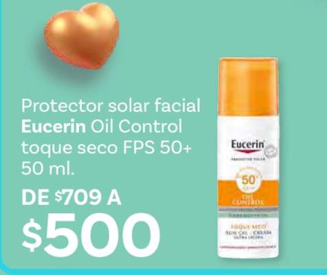 Protector solar facial Eucerin Oil Control toque seco FPS 50+ 50 ml