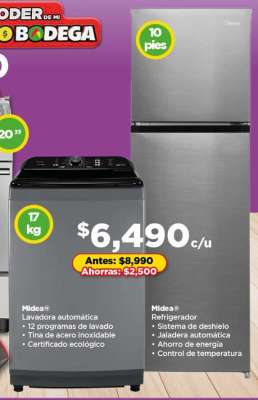 Midea Lavadora automática y Refrigerador