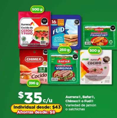 Aurrera®, Bafar®, Chimex® o Fud®